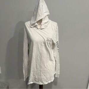 Vineyard Vines White Hooded  Long Sleeve Tee Shirt‎ Medium
